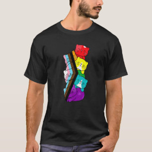 Mens Cute Lgbt Modern Pride Flag Pride Cat Lgbt Cu T-Shirt