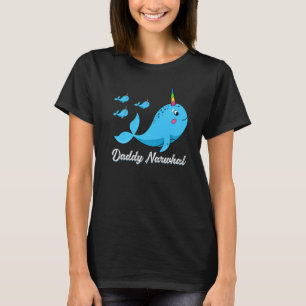 Mens Cute Narwhal Daddy Narwhal Father's Day T-Shirt