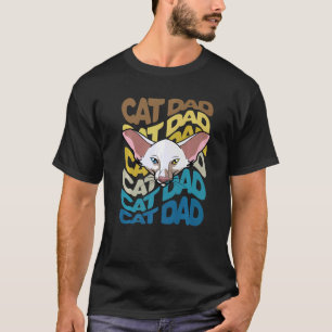 Mens  Cute Oriental Shorthair Cat Dad Retro Vintag T-Shirt