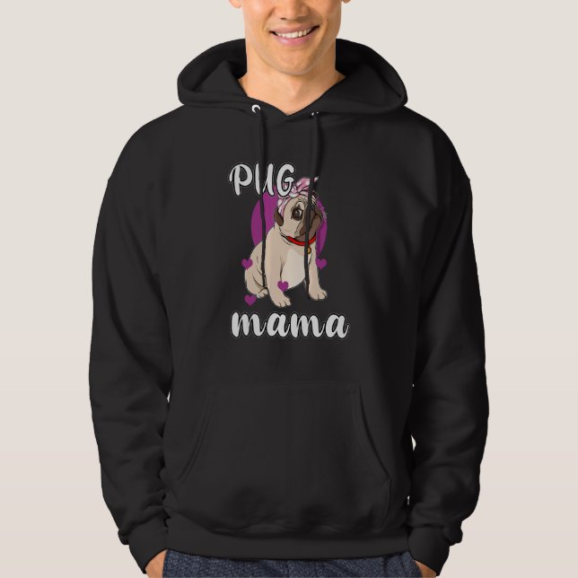 Mens Cute Pug Mama Puppy Beagle Ribbon Pet Owner D Hoodie (Front)