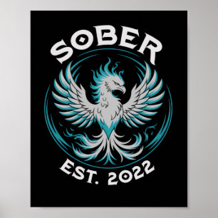 Mens cute sober since 2022 aa recovery achiever poster