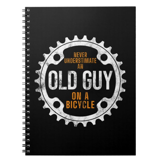 Mens Cycling - Never Underestimate An Old Guy On A Notebook (Front)