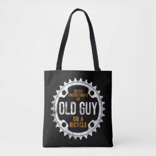 Mens Cycling - Never Underestimate An Old Guy On A Tote Bag