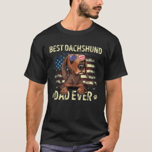 Mens Dachshund Dad Flag American Best Dog Dad Ever T-Shirt