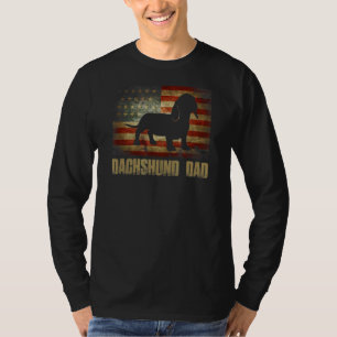 Mens Dachshund Dad Vintage American Flag Patriotic T-Shirt