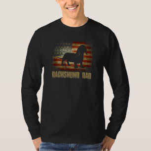 Mens Dachshund Dad Vintage American Flag Patriotic T-Shirt
