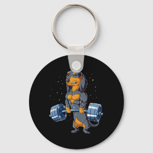 Mens Dachshund Weightlifting Funny Government Key Ring