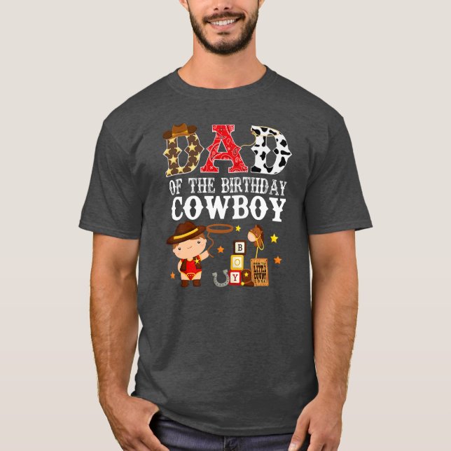 Mens Dad 1st First Birthday Cowboy Western Rodeo T-Shirt (Front)