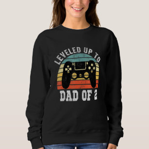 Mens Dad Again Levelled Up To Dad Of 2 Gamer Fathe Sweatshirt
