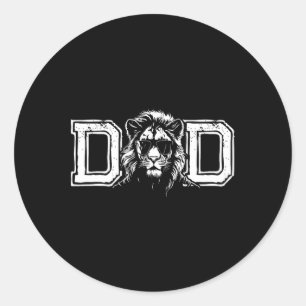 Mens Dad Awesome Lion King Sungles - Father&#; s D Classic Round Sticker