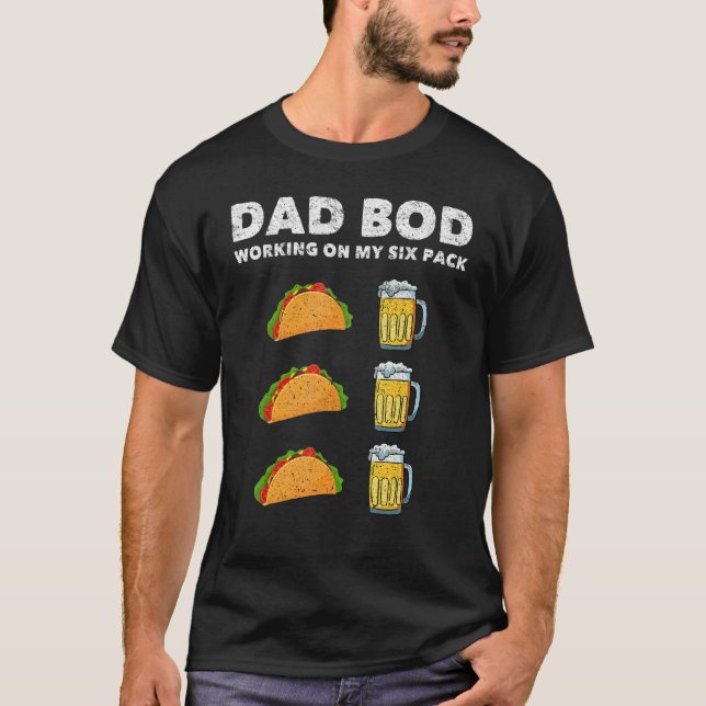 Mens Dad Bod Six Back Abs  Father Figure Tacos Bee T-Shirt (Front)