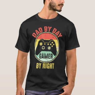 Mens Dad By Day Gamer By Night Nerdy Father Video T-Shirt