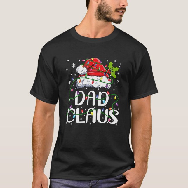 Mens Dad Claus Christmas Santa Hat Matching Family T-Shirt (Front)