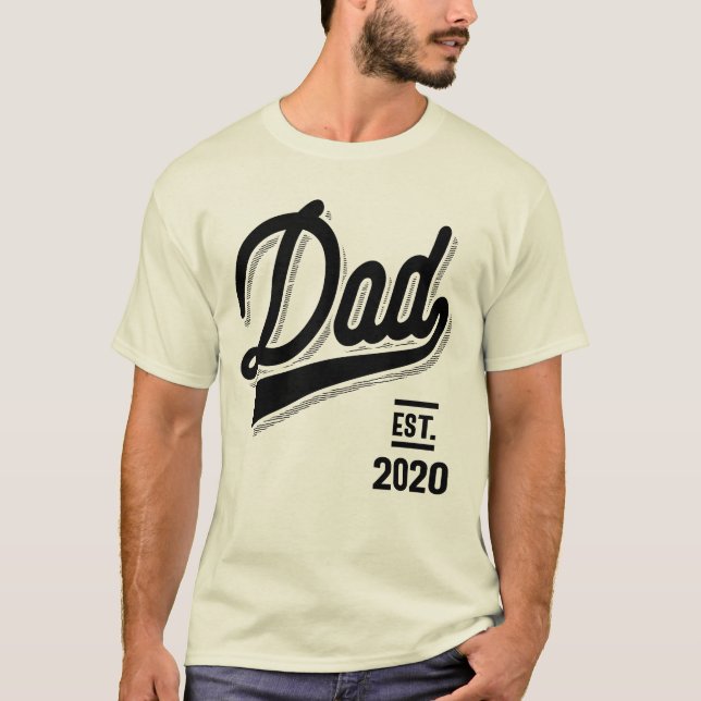Mens Dad Est. 2020 Fathers Day Gifts T-Shirt (Front)