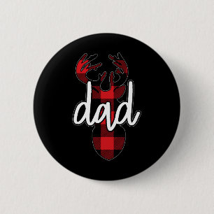 Mens Dad Family Matching Christmas Red Buffalo Pla 6 Cm Round Badge