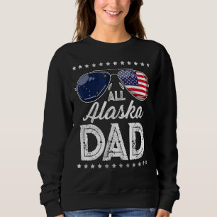 Mens Dad Father's Day Alaska 4th Of July Usa Flag Sweatshirt