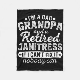Mens Dad Grandpa And Retired Janitress Christmasfa Fleece Blanket