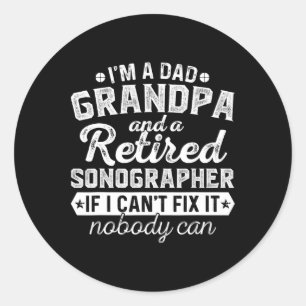 Mens Dad Grandpa And Retired Sonographer Christmas Classic Round Sticker