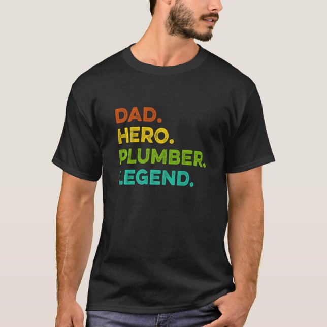 Mens Dad Hero Plumber Legend Mechanic Heating Engi T-Shirt (Front)