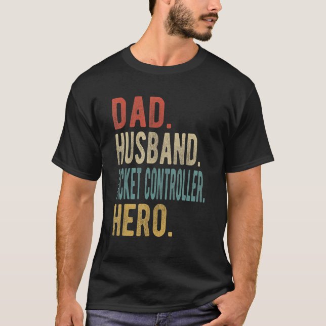 Mens Dad Husband Ticket Controller Hero T-Shirt (Front)