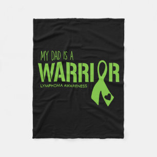Mens Dad Is A Warrior Ribbon Non-Hodgkins Lymphoma Fleece Blanket