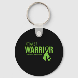 Mens Dad Is A Warrior Ribbon Non-Hodgkins Lymphoma Key Ring