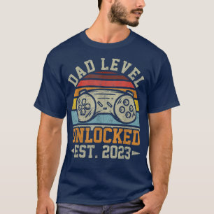 Mens Dad Level Unlocked Est T-Shirt