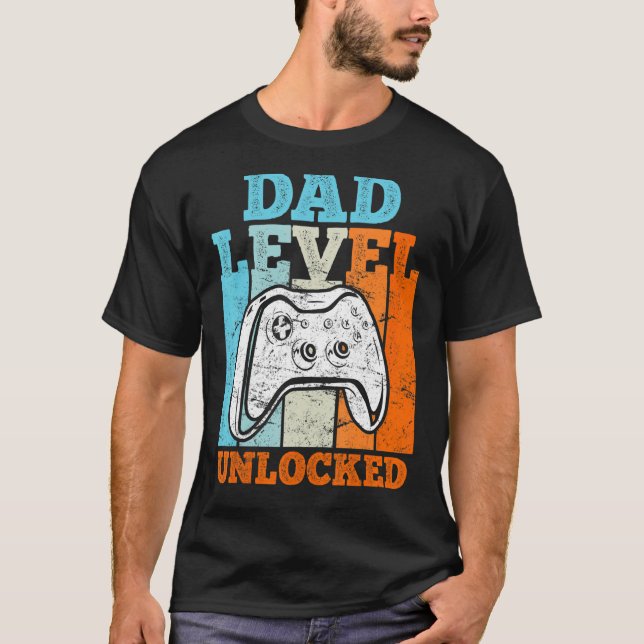 Mens Dad Level Unlocked Father To Be Daddy 2023 2 T-Shirt (Front)
