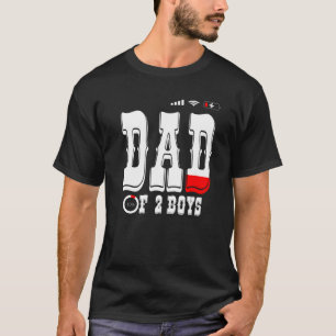 Mens Dad Of 2 Boys Father Or Grandpa Of 2 Kids 6 T-Shirt