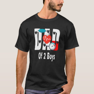 Mens Dad Of 2 Boys Father Or Grandpa Of 2 Kids T-Shirt