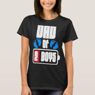 Mens Dad Of 2 Boys Low Battery Father's Day Expect T-Shirt