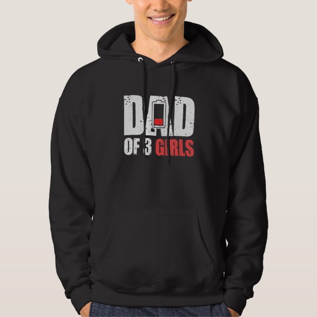 Mens Dad Of 3 Girls - Father With Three Daughters  Hoodie (Front)