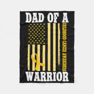 Mens Dad Of A Warrior Childhood Cancer Awareness Fleece Blanket