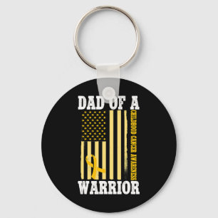 Mens Dad Of A Warrior Childhood Cancer Awareness Key Ring