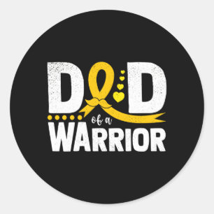 Mens Dad Of A Warrior Childhood Cancer Ribbon Classic Round Sticker