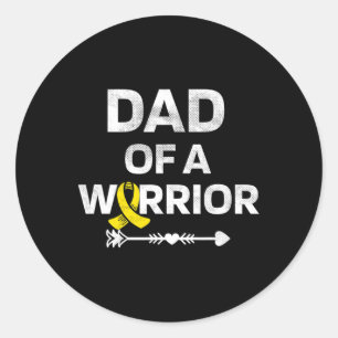 Mens Dad Of A Warrior Dipg Awareness Childhood Can Classic Round Sticker