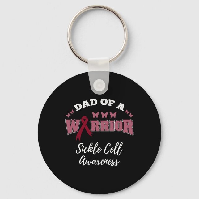 Mens Dad Of A Warrior Sickle Cell Awareness  Key Ring (Front)