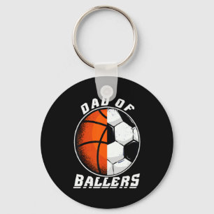 Mens dad of ballers basketball soccer dad t shirt key ring