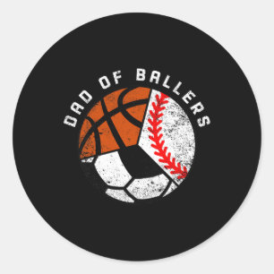Mens Dad Of Byllers Fun Bysebyll Soccer Bysketbyll Classic Round Sticker