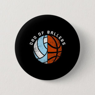 Mens Dad Of Byllers Fun Bysketbyll Volleybyll Dad 6 Cm Round Badge