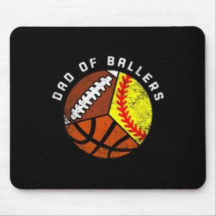 Mens Dad Of Byllers Fun Softbyll Bysketbyll Footby Mouse Pad