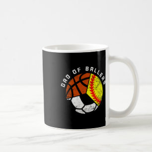 Mens Dad Of Byllers Fun Softbyll Soccer Bysketbyll Coffee Mug