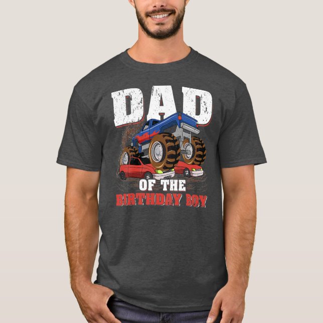 Mens Dad Of The Birthday Boy Funny Monster Truck T-Shirt (Front)