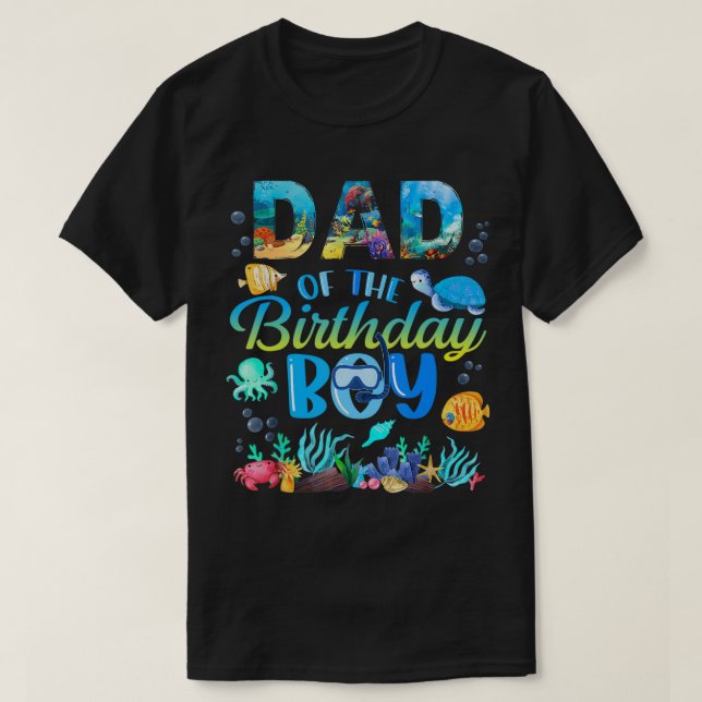 Mens Dad Of The Birthday Boy Sea Fish Ocean Animal T-Shirt (Design Front)
