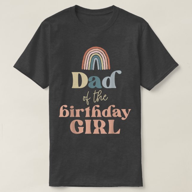 Mens Dad of the Birthday Girl Boho Rainbow Party R T-Shirt (Design Front)
