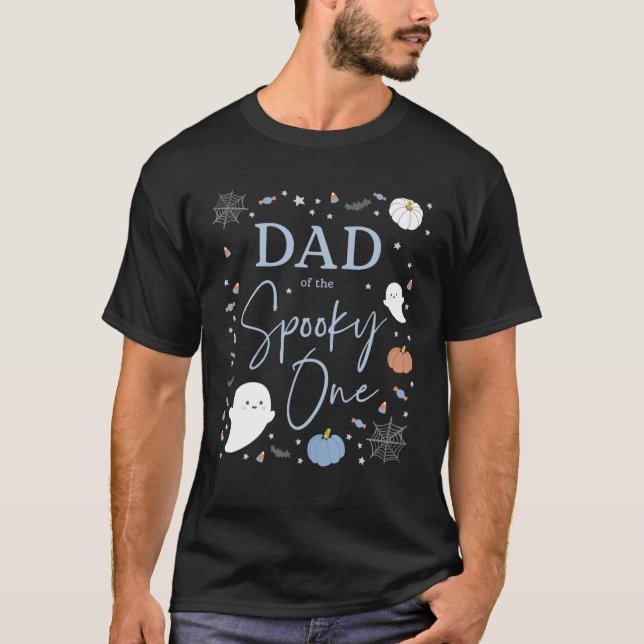 Mens Dad Of The Spooky One First Birthday Blue Boy T-Shirt (Front)