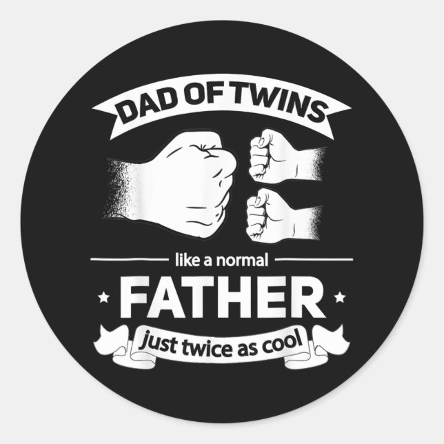 Mens Dad of Twins 2022 Father twice as cool Twin Classic Round Sticker (Front)