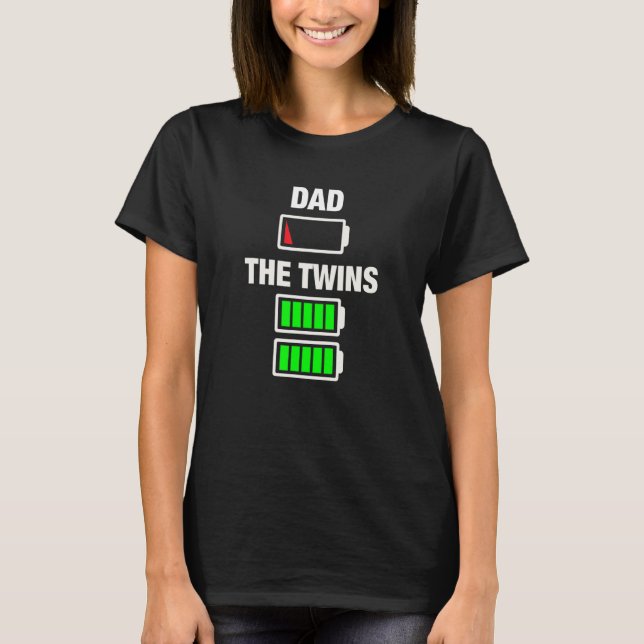 Mens Dad Of Twins Low Battery Twin Dad T-Shirt (Front)