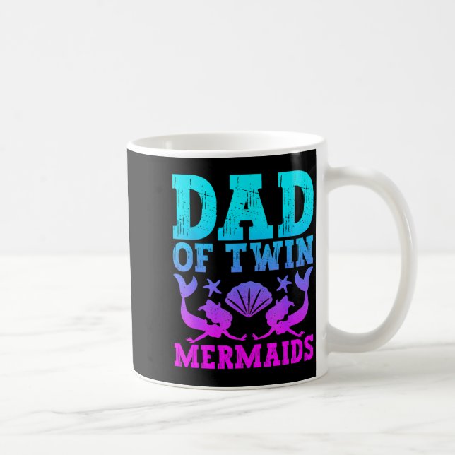 Mens Dad Of Twins Mermaid Father's Day Pregnancy A Coffee Mug (Right)