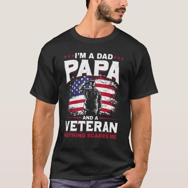 Mens Dad Papa Us Veteran Patriotic Father Soldier T-Shirt (Front)